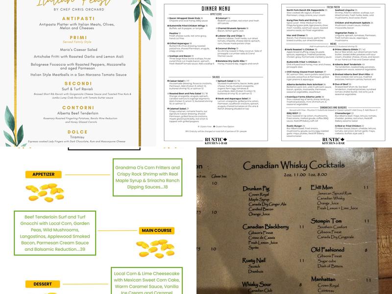 Rustic Kitchen and Bar Menu