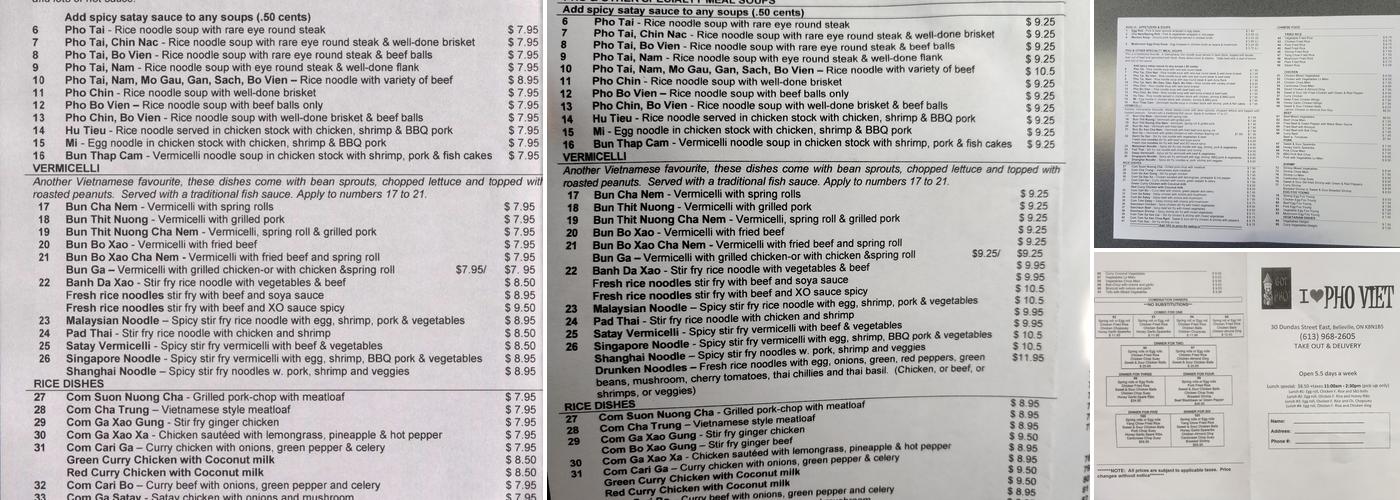 Pho Viet Menu