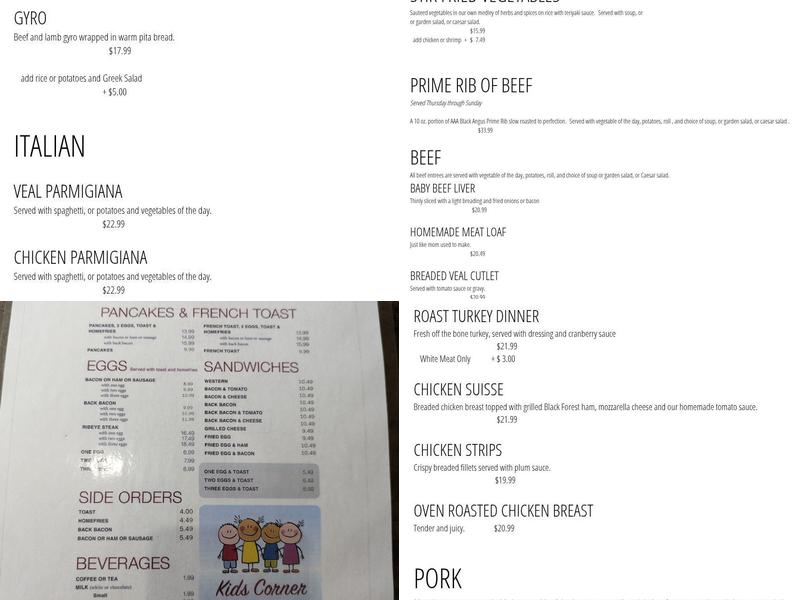 Quinte Restaurant Menu
