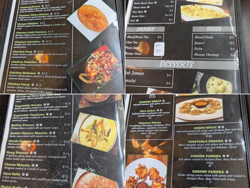 Himalayan Curry Menu