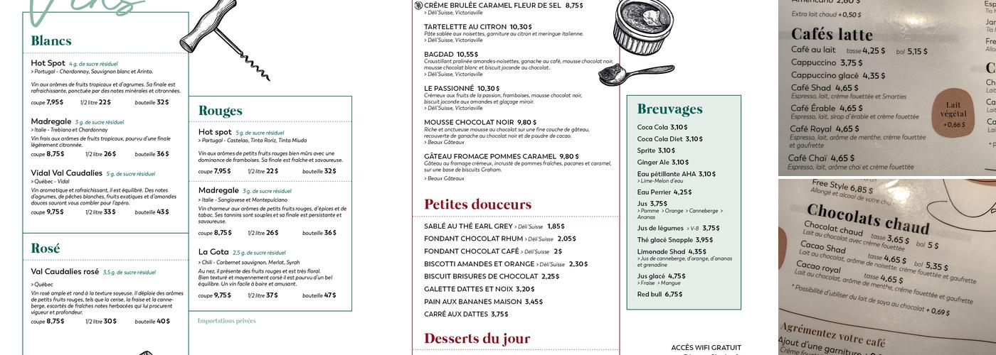 Shad Café Menu