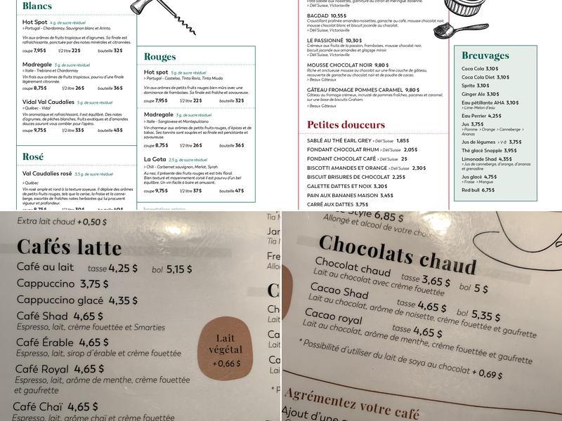 Shad Café Menu