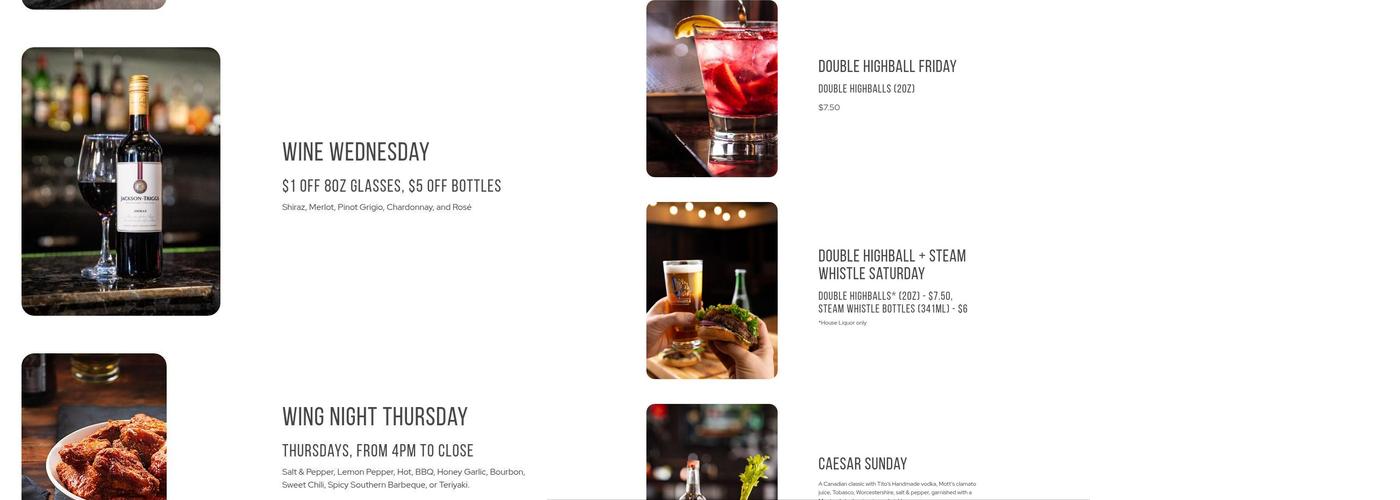 Bar One Menu