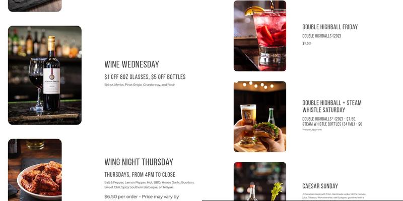 Bar One Menu