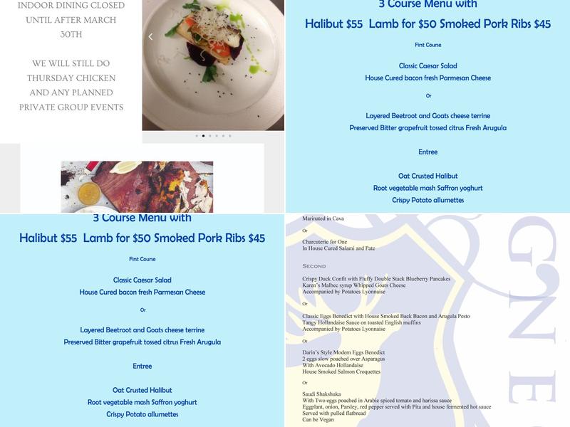 Bogner's of Penticton Menu