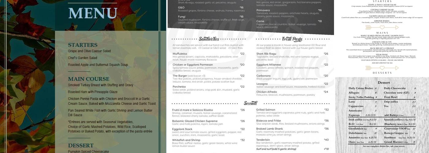 Grape & Olive BISTRO Menu
