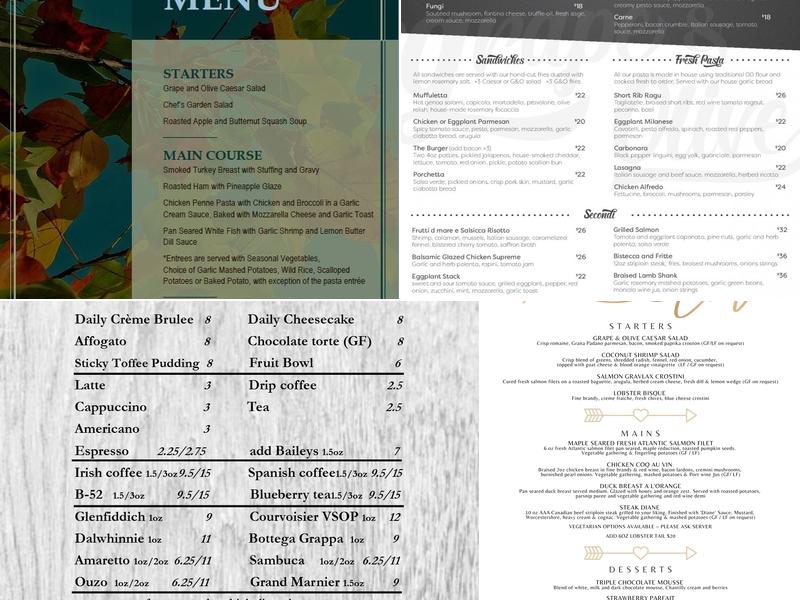 Grape & Olive BISTRO Menu