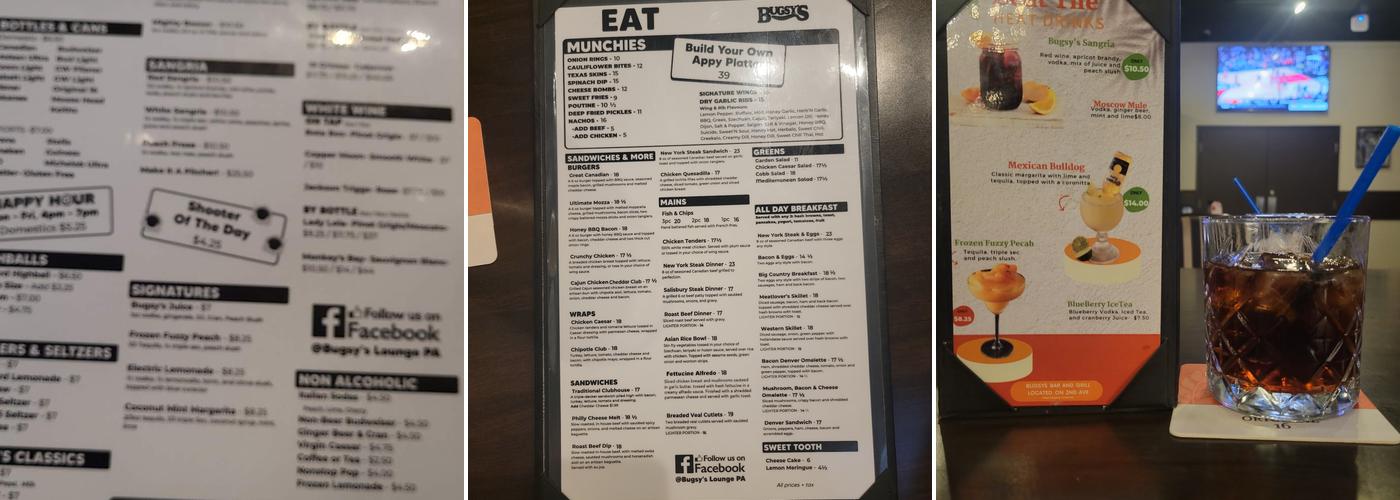 Bugsy's Bar & Grill Menu