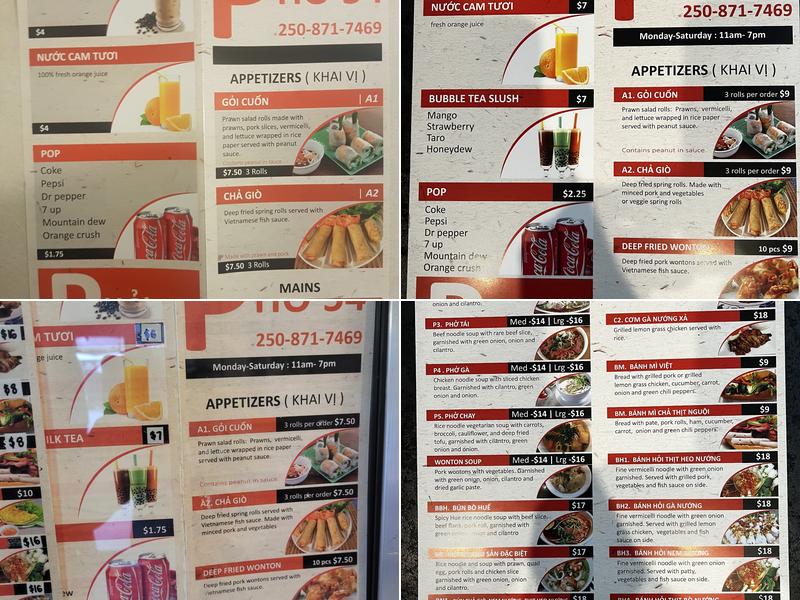 Pho 54 Menu