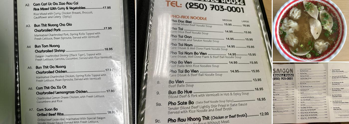 Saigon Noodle House Menu