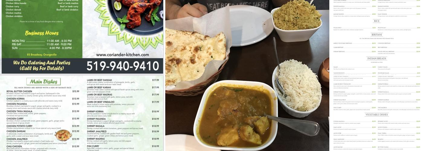 Coriander Kitchen Menu