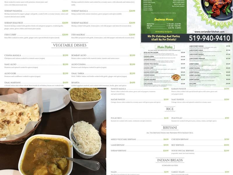 Coriander Kitchen Menu