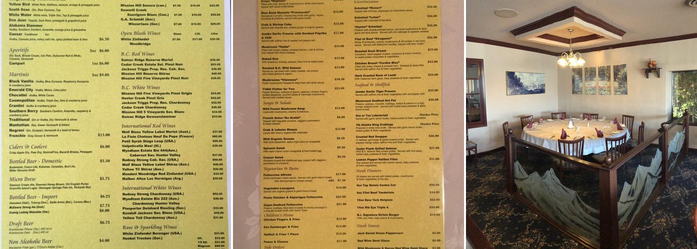 Bavarian Inn Menu
