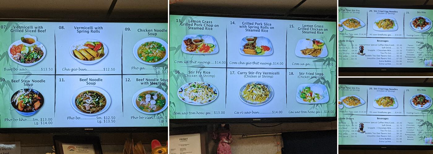 Saigon Noodles Menu