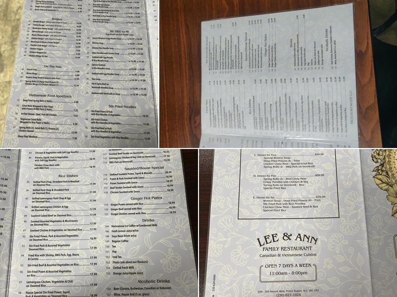 Lee & Ann's Menu