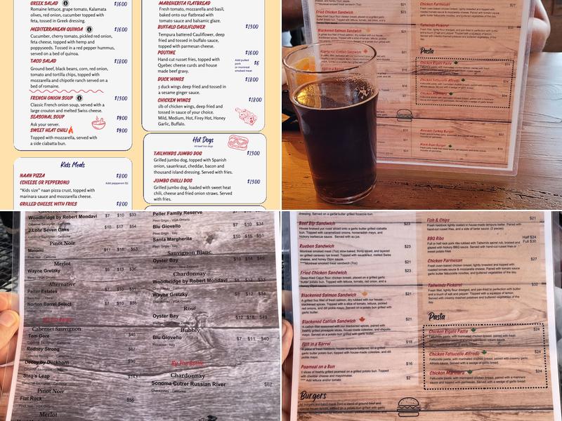 Tailwinds Georgian Bay Menu