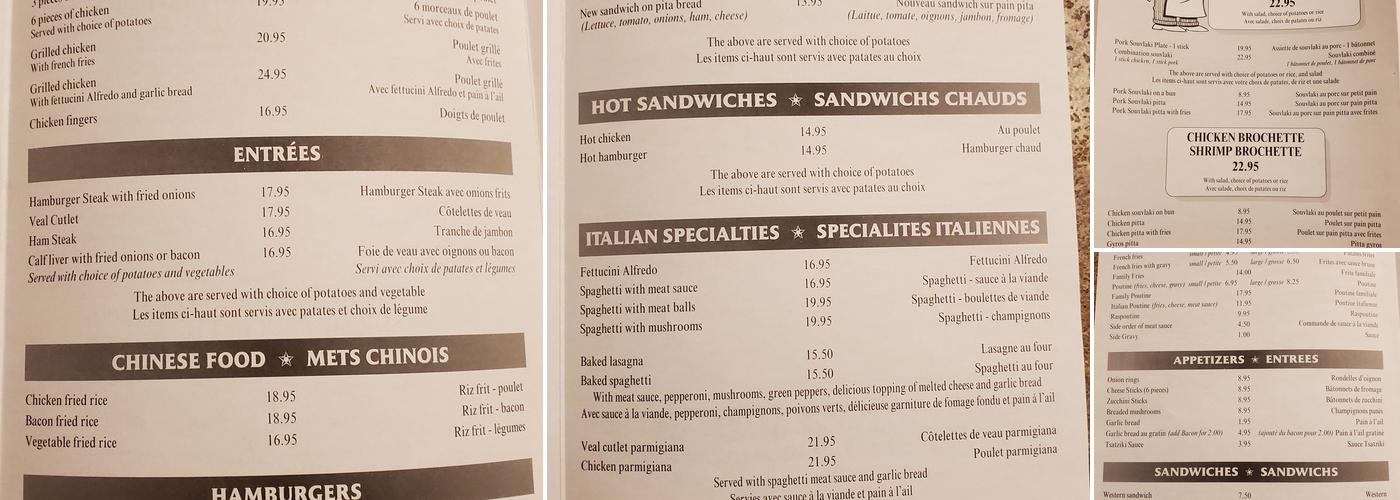 John's Restaurant Menu