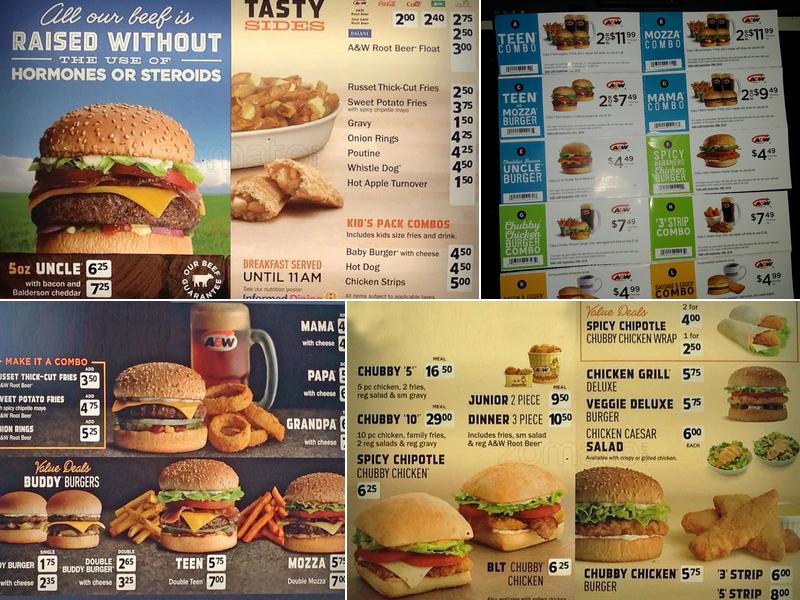 A&W Canada Menu