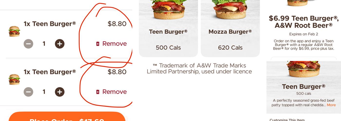 A&W Canada Menu