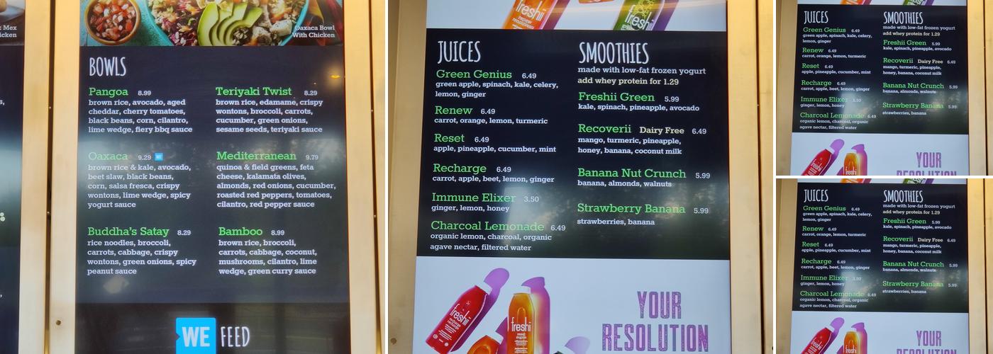 Freshii Menu