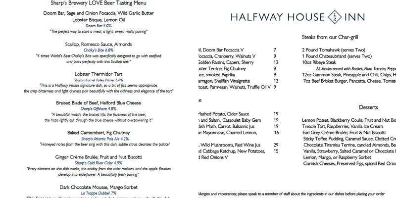 Halfway House Country Inn Menu