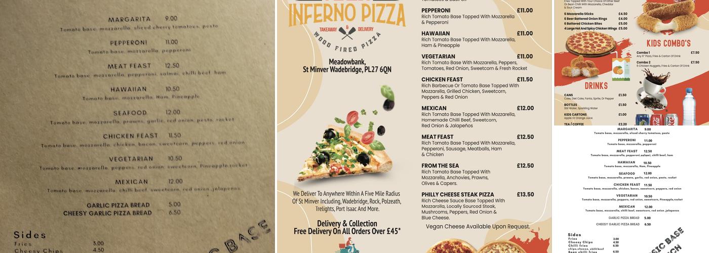 Inferno Pizza Menu