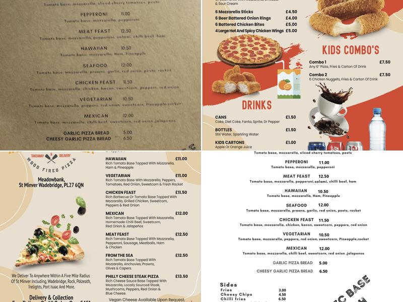 Inferno Pizza Menu