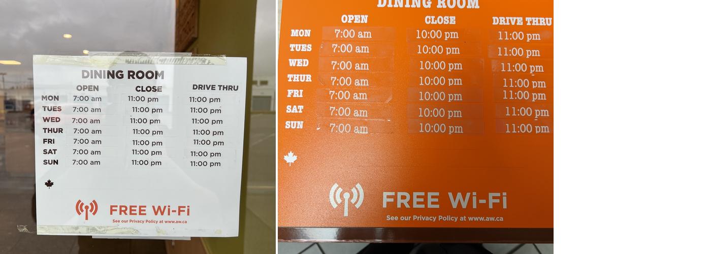 A&W Canada Menu