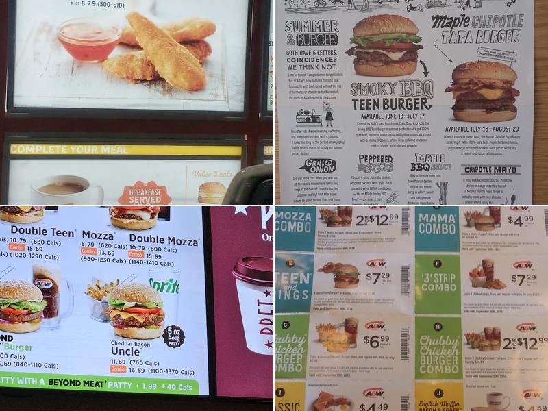 A&W Canada Menu