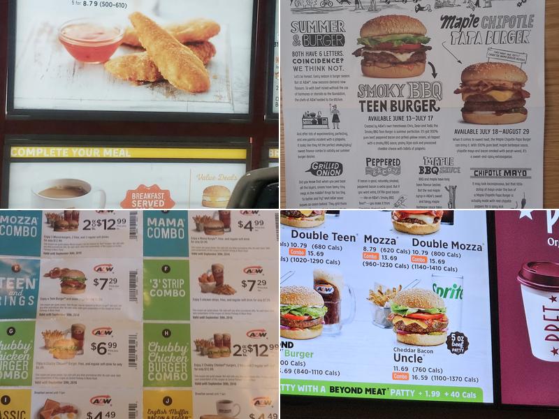 A&W Canada Menu