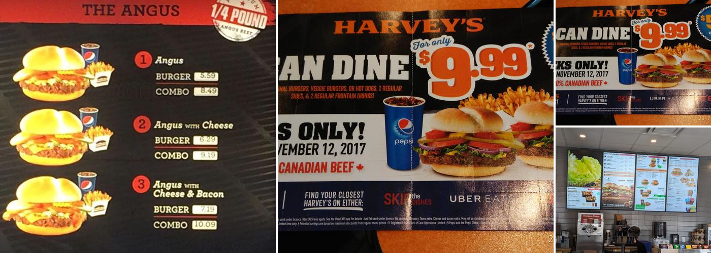 Harvey's Menu
