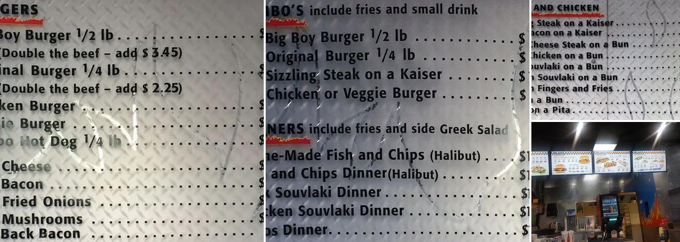 Big Boys Burgers Menu