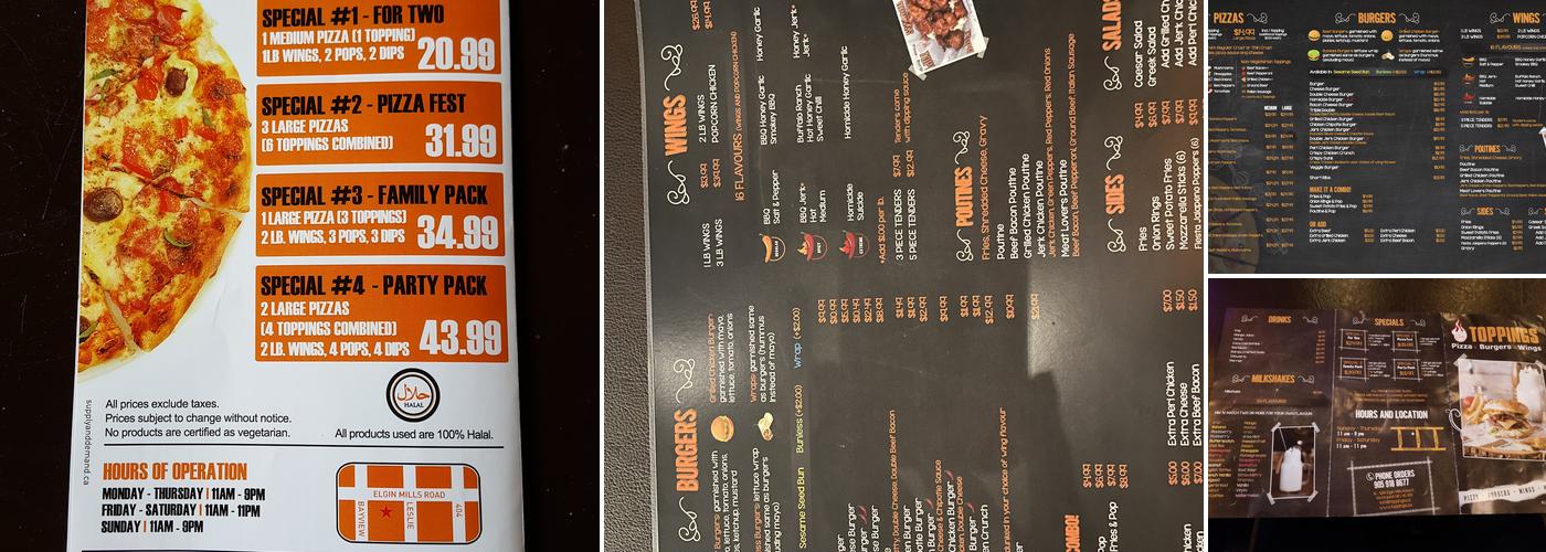 Toppings Menu
