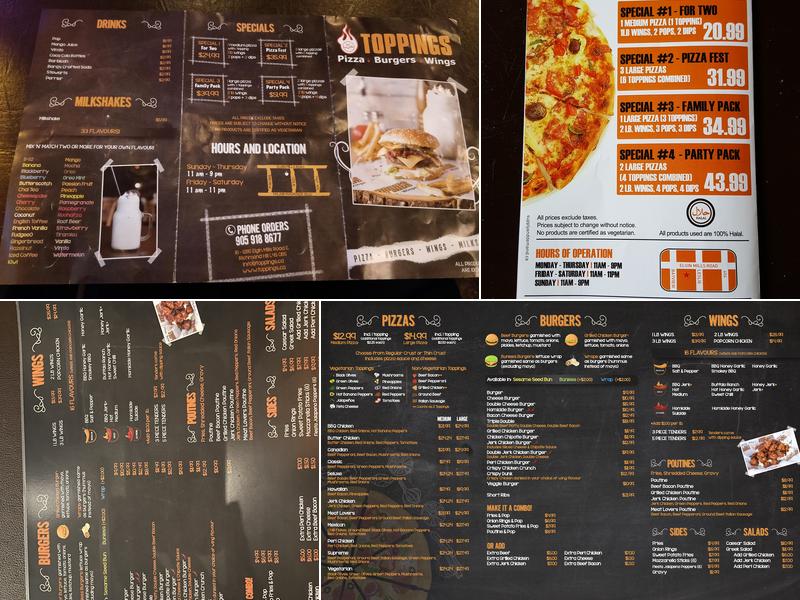 Toppings Menu