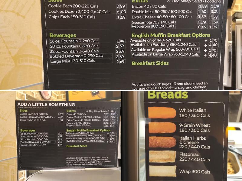 Subway Menu