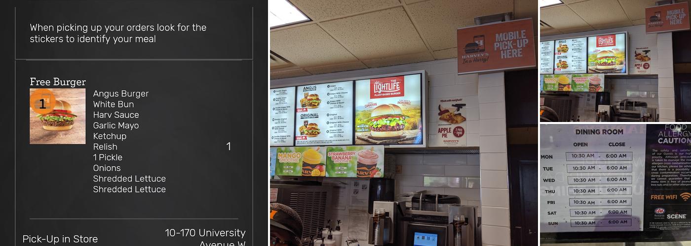 Harvey's Menu