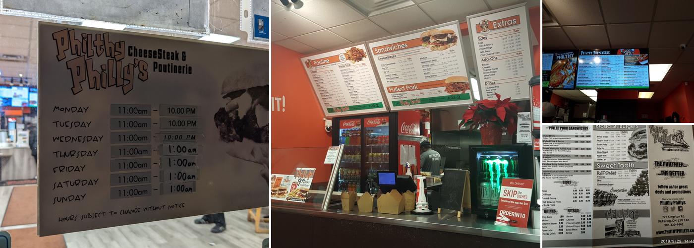 Philthy Philly's Pickering Menu