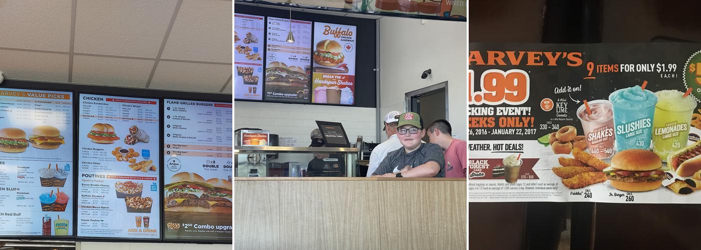 Harvey's Menu
