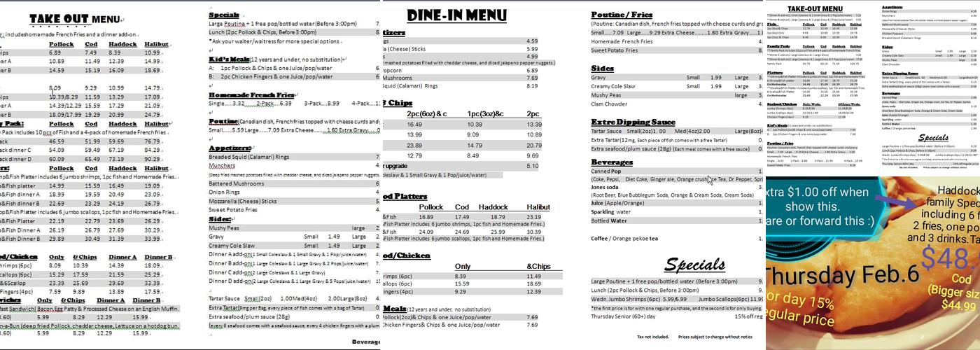 Fish Time Fish & Chips Menu