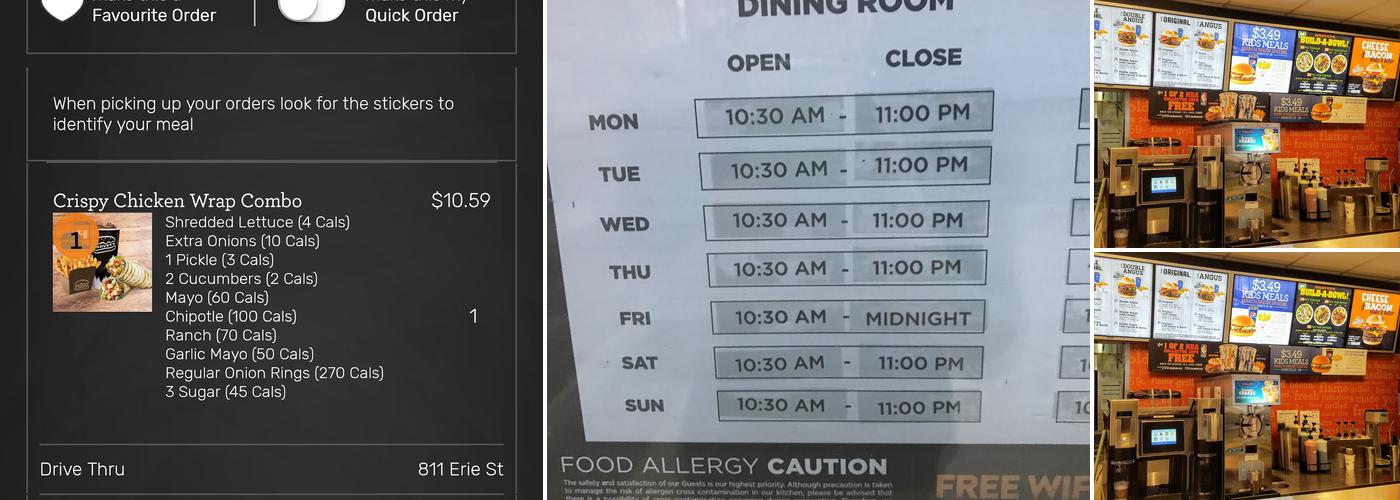 Harvey's Menu