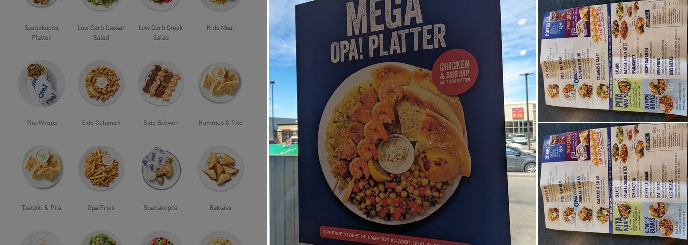 OPA! of Greece Century Crossing Menu