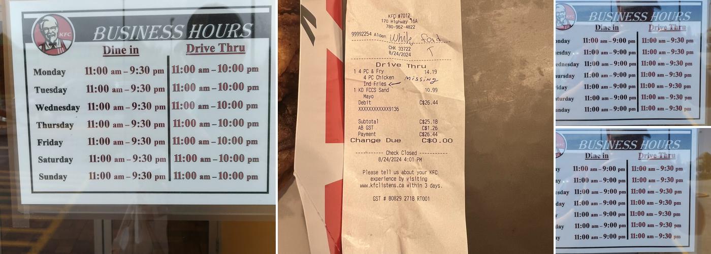 KFC Menu