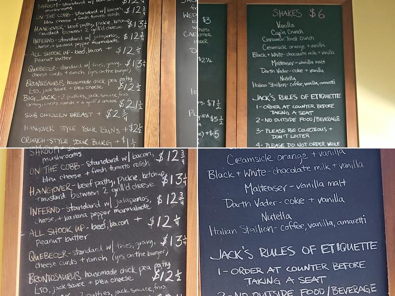 Jack's Burger Shack Menu