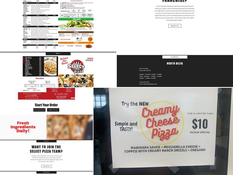 Select Pizza Menu