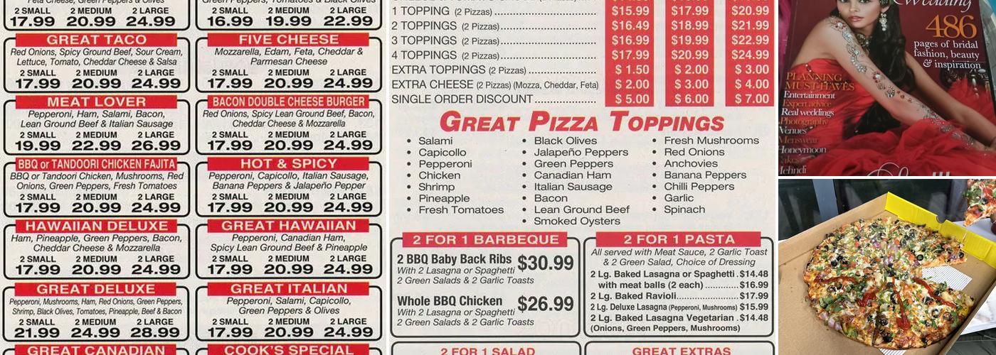 Great Pizza Menu