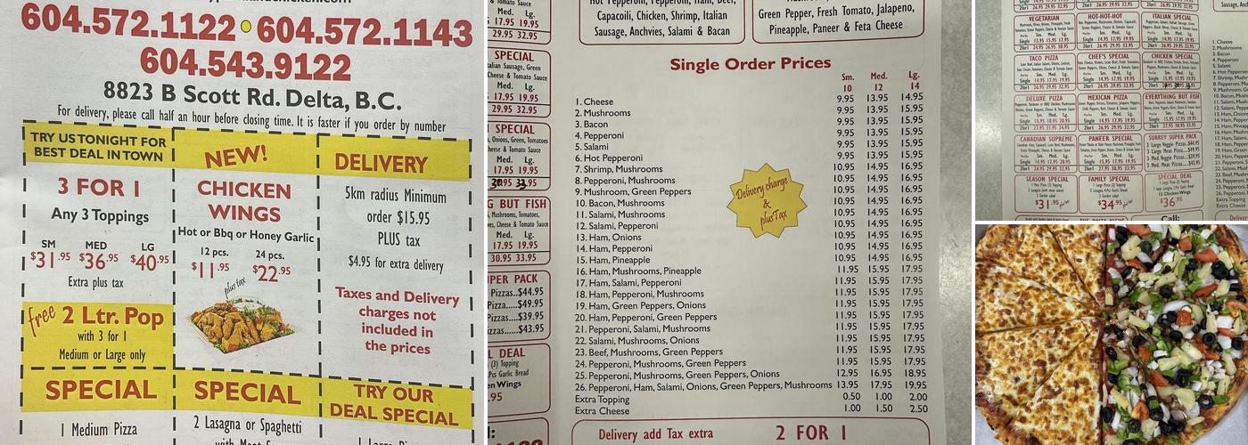Surrey Pizza & Chicken Menu