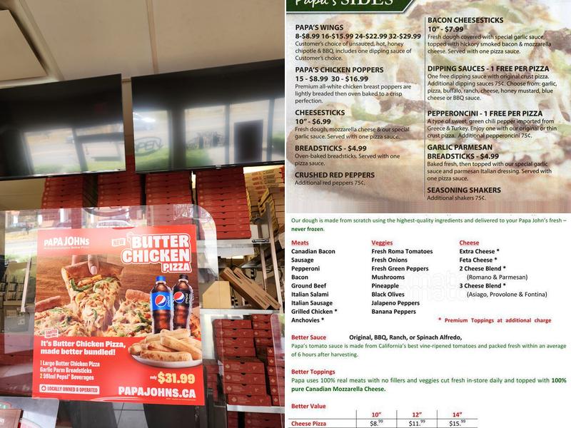 Papa Johns Pizza Menu