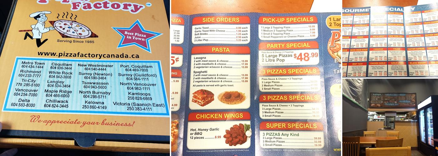 Pizza Factory Menu