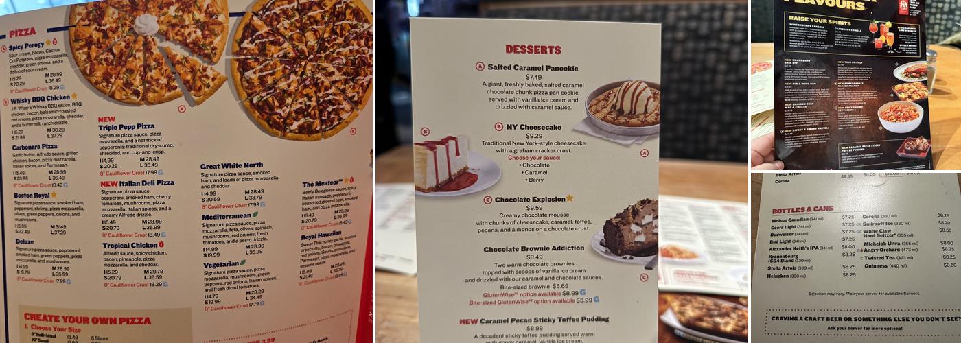 Boston Pizza Menu