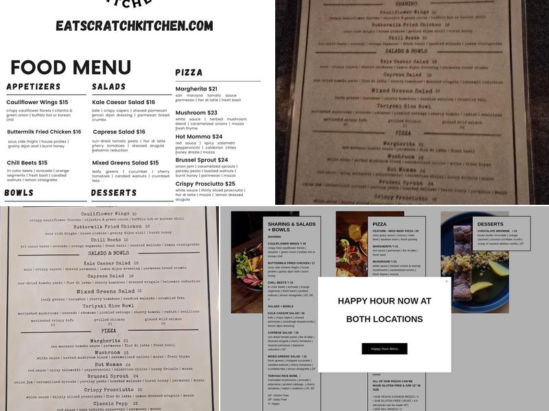 Scratch Kitchen Deep Cove Menu